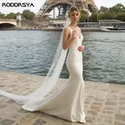 RODDRSYA простое свадебное платье с V-образным вырезом Русалка 2021 Новинка Съемная шифоновая драпировка на молнии пляжные свадебные платья