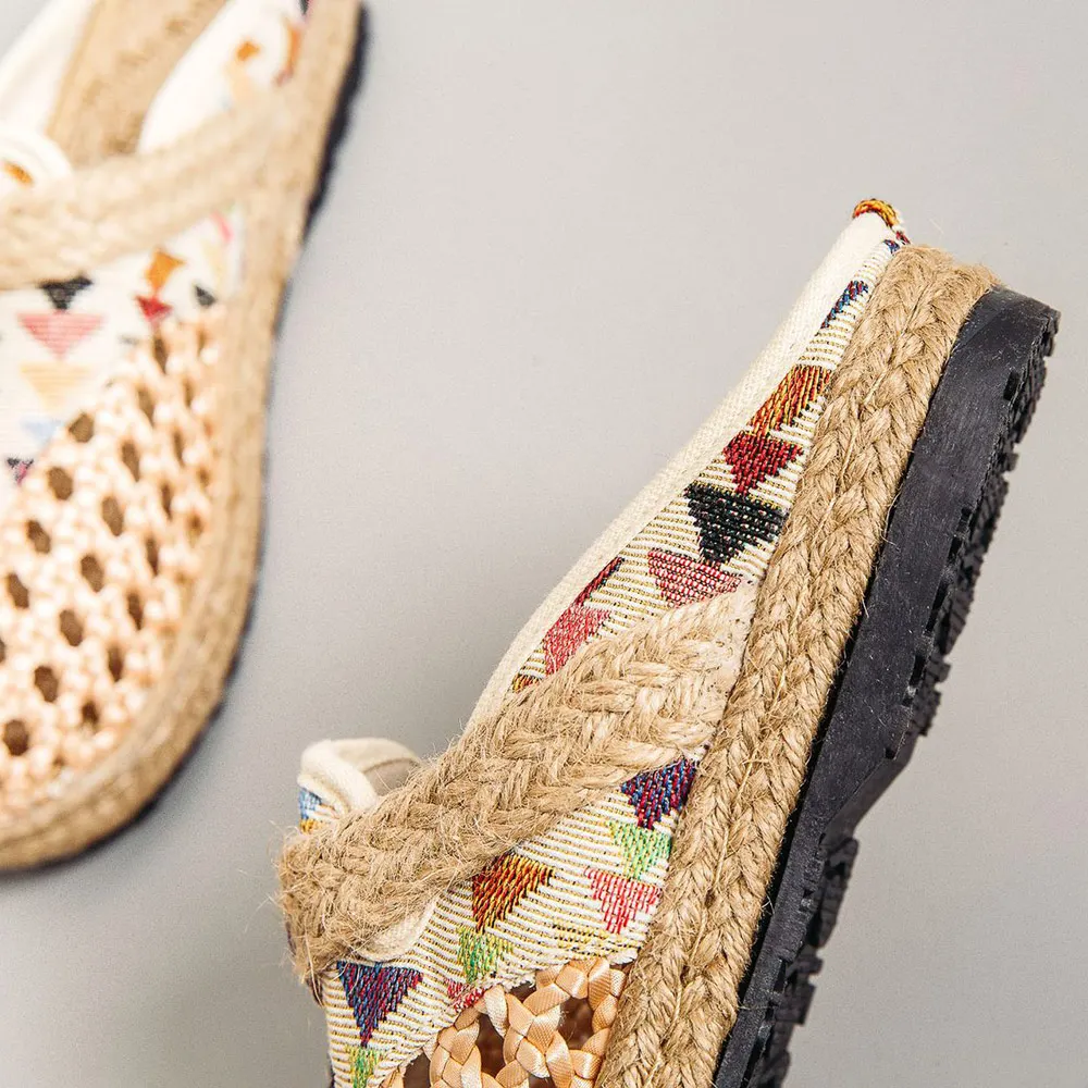 Женские льняные хлопковые эспадрильи Veowalk летние дышащие шлепанцы ручной работы