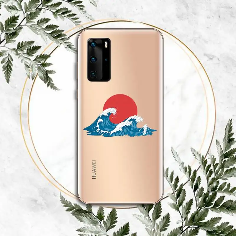 

Japanese The Big Wave of kanagawa Phone Case Transparent for Huawei P honor 8 10i 20 30 40 smart 2019