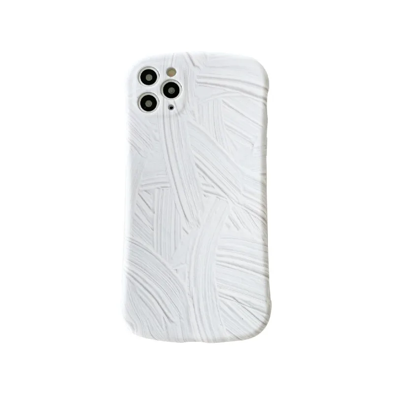 

White painted curved silicone phone case for iPhone11 12Pro Max mini X XR XS XSMax 8 7PluS anti-drop protective back cover