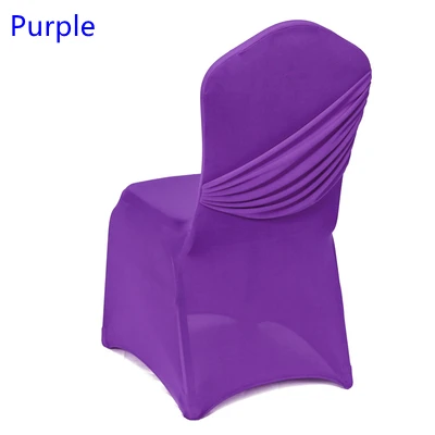 Purple 17 цветов Свадебные лайкры чехлы на стулья один крест крышка стул спандекс Плиссированные роскошные свадебные украшения партии на продажу - Цвет: Purple