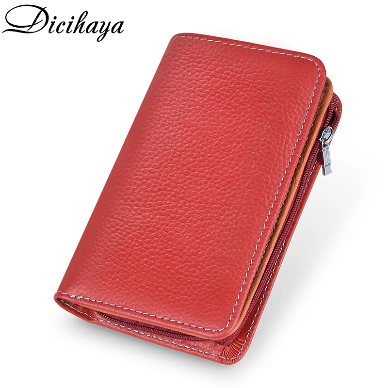 DICIHAYA Rfid Женский кошелек из натуральной кожи, Женский кошелек Portomonee, кошелек для монет, женские короткие сумки для денег, дизайнерская цветная открытка с вышивкой, сумка