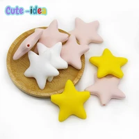 cute idea 10pcs star silicone beads 12colors baby teethers food grade baby teething toys pacifier chain necklace silicone beads