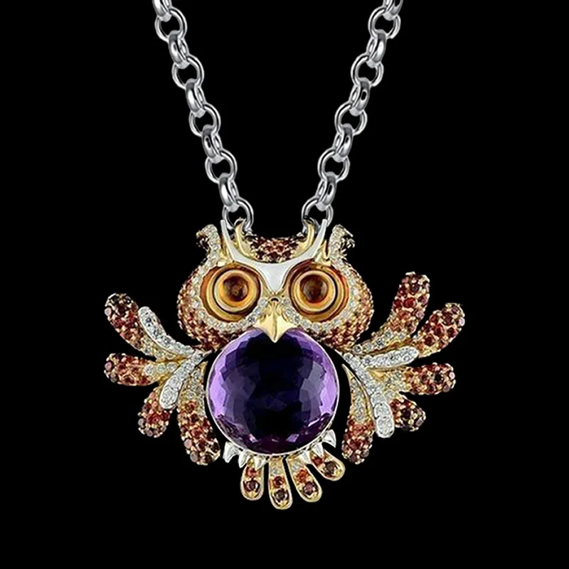 ожерелье бижутерия чокер цепочка на шею женская Модное с совой серебряное