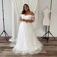 charming illusion plus size wedding dress a line soft tulle long sleeves big bridal gowns sweetheart neck zip back marriage