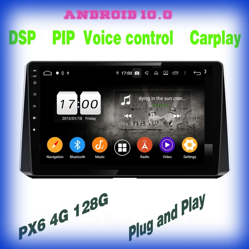 

Автомобильный радиоплеер PX6, 10,1 дюйма, IPS, Android 10,0, голосовое управление, GPS, радио, плеер для Toyota corolla 2019, 2020, bluetooth, Wi-Fi, 4 + 128 ГБ, автостерео