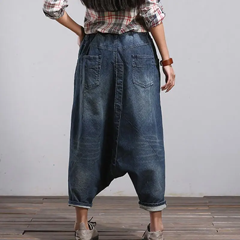 Женские Капри палаццо мешковатые хип-хоп Boho свободный крой джинсы Vaqueros Mujer Broek