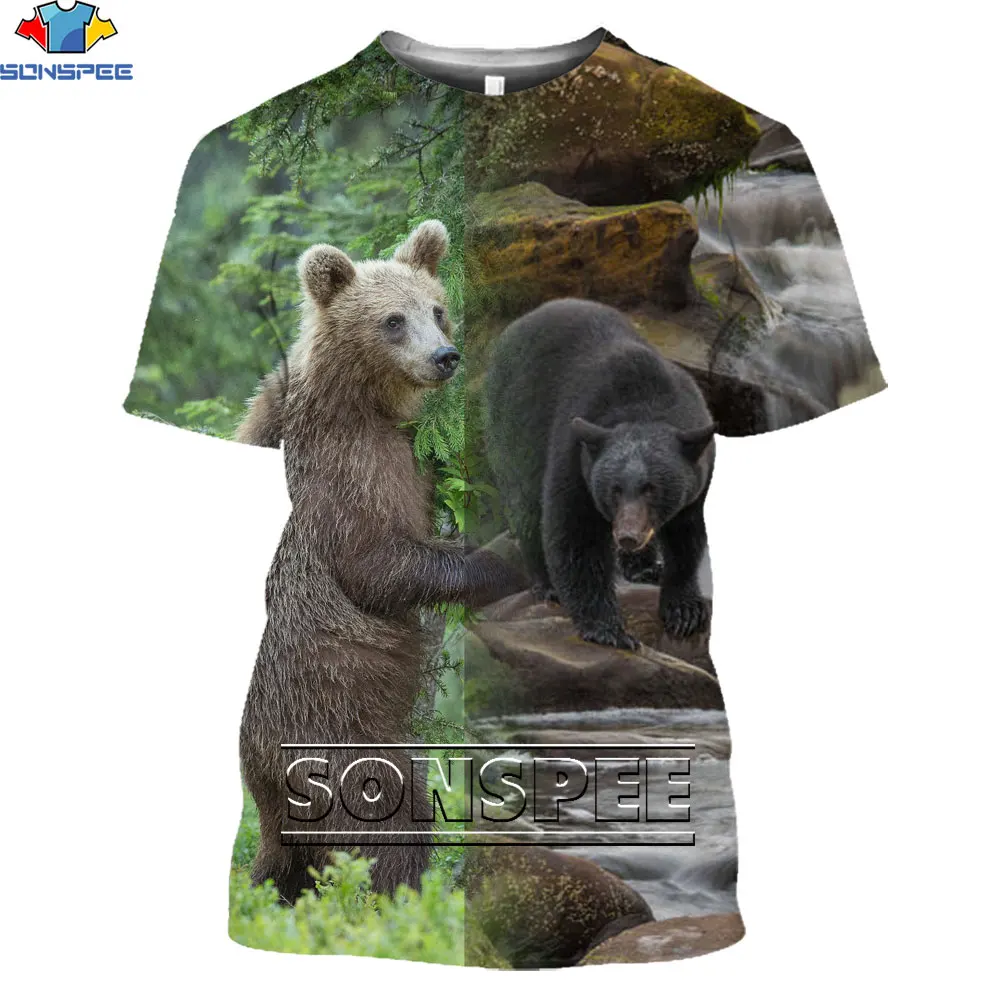 

SONSPEE 2021 Brand Russian T-shirt Bear Shirt War T-shirt Tops Men 3D T Shirts Cool T-shirts Oversized Casual Animal Street Tops