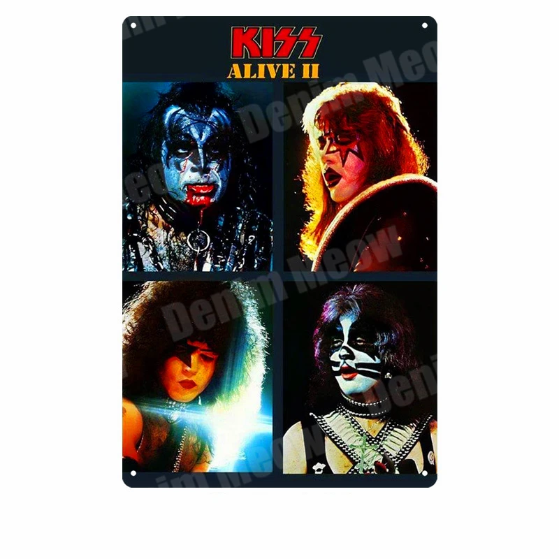 J Kiss Band табличка винтажная металлическая жестяная вывеска домашний бар Паб Клуб декоративные металлические тарелки музыка рок наклейки на стену железный Арт плакат MN5 - Цвет: J