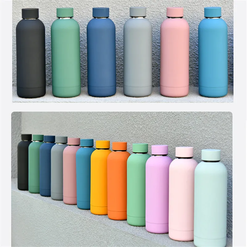 

500ml Stainless Steel Vacuum Insulated Hot Cold Water Bottle Matte Thermos Leak-Proof Double Walled Cola Shape Sports Flask