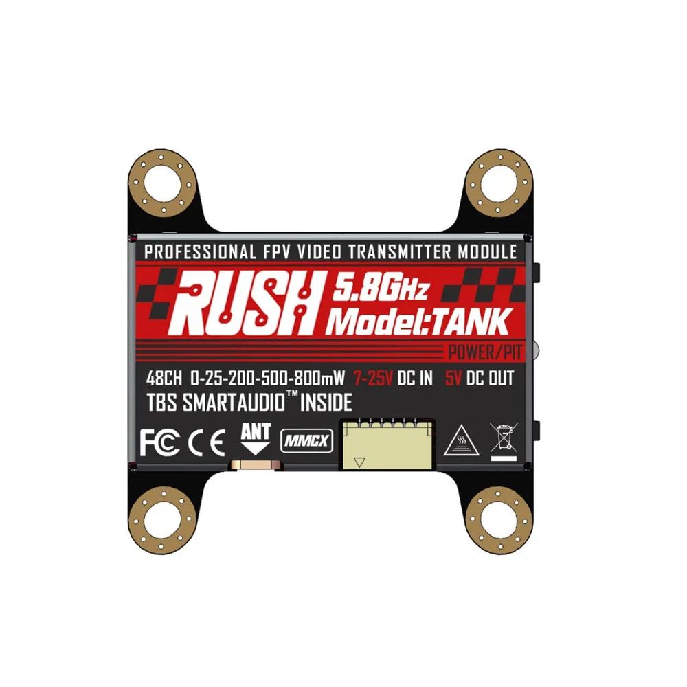 

RUSH VTX TANK 5.8GHz 48CH PIT/25/200/500/800mW Smart Audio Transmitter For RC FPV Racing Drone