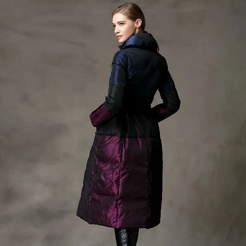 LANMREM Autumn And Winter New Products Fashion Color Matching High-end Slim Thick Long Down Jacket Women PB204