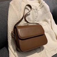 small flap crossbody messenger bag for women 2021 fashion pu leather black winter designer branded trendy shoulder handbag purse