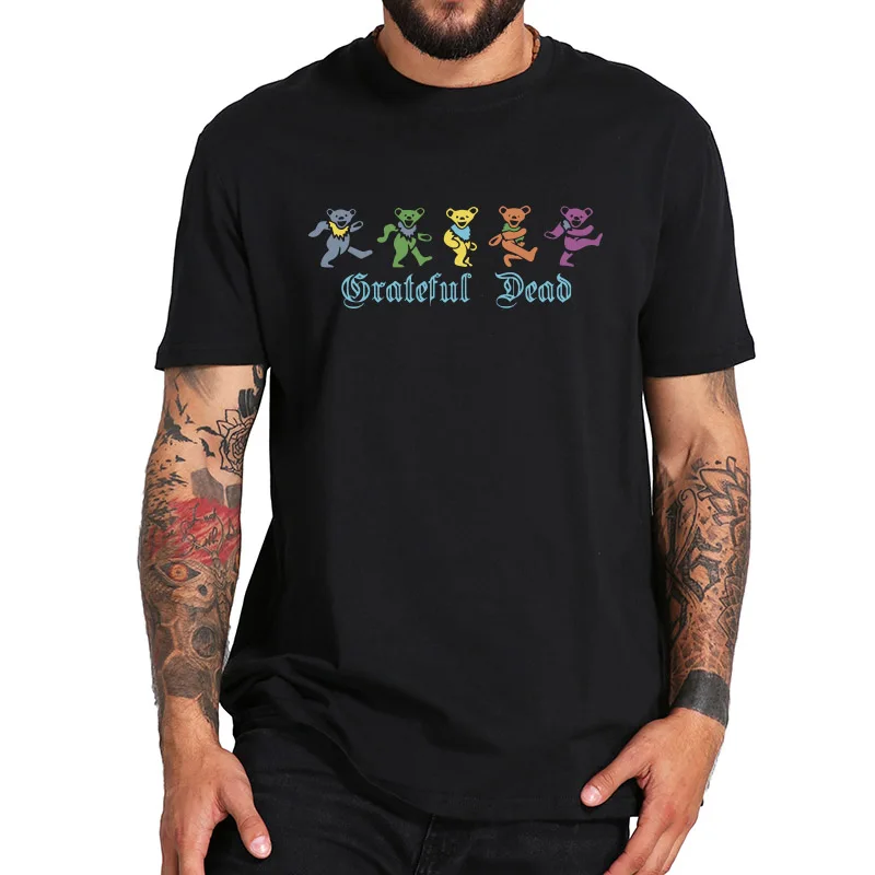 Футболка из 100% хлопка европейские размеры футболка с надписью Grateful Dead dancing Bears в