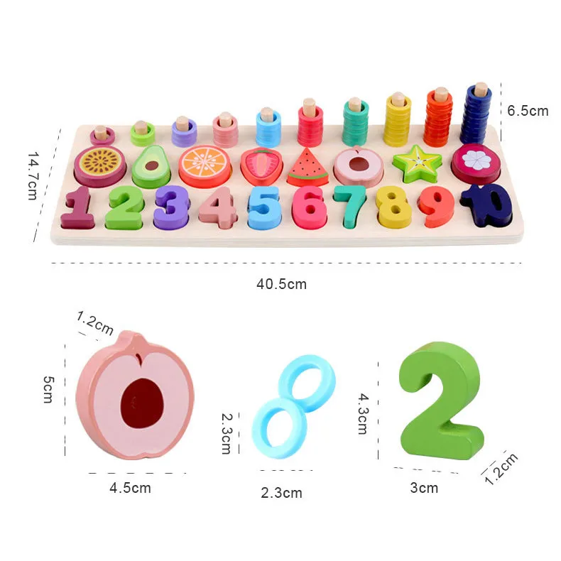 Деревянные игрушки пазлы с цифрами и фруктами Детские Игрушки для раннего