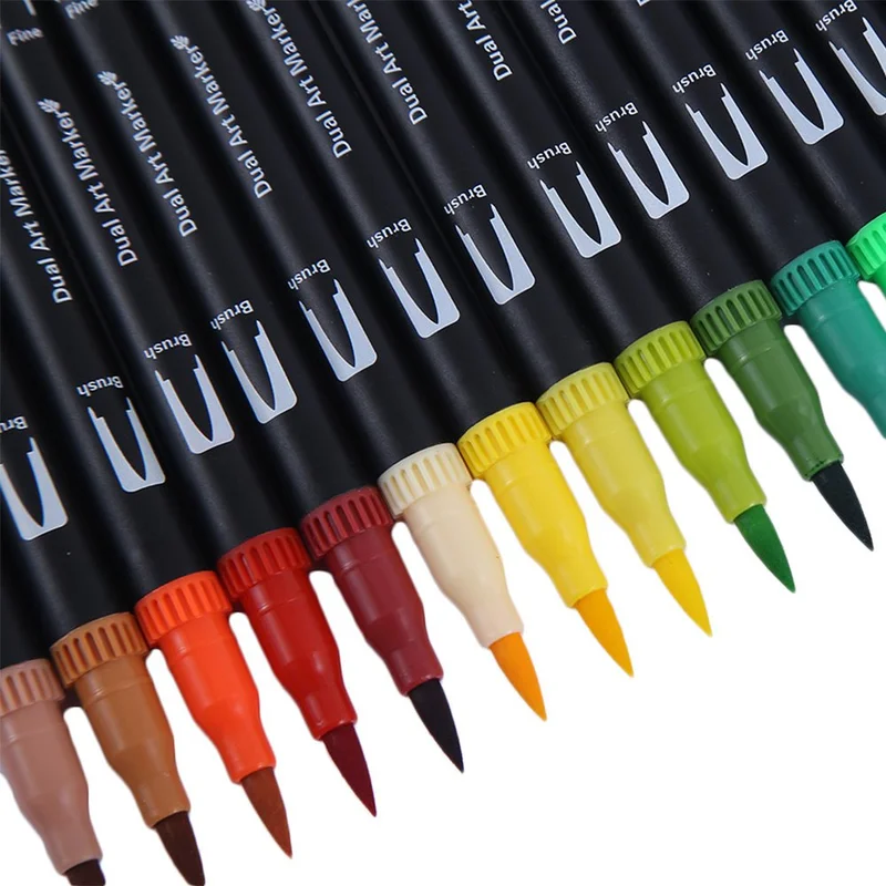 100 цветов набор маркерных ручек с двумя кончиками художественные маркеры мелкий