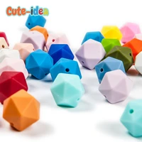 cute idea 500pcs icosahedron food grade silicone teething beads 14mm for baby nursing teething necklace pacifier baby products