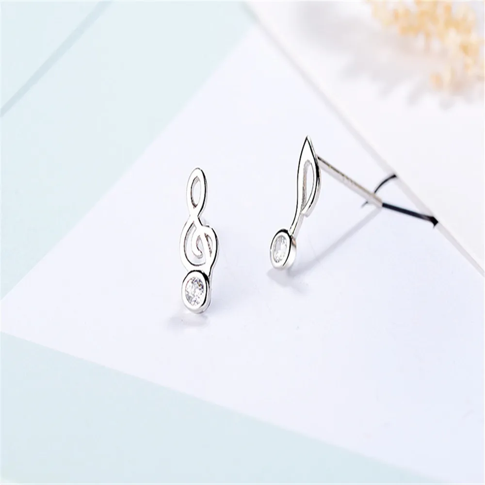 QIAMNI Asymmetry Shining Crystal Musical Notes Stud Earrings Minimalism Birthday Gift Fans Party Jewelry Pendientes | Украшения и