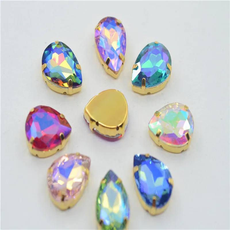 

Gold casing glass stones Sew On Crystal Fancy for Sewing clothing jewels Making