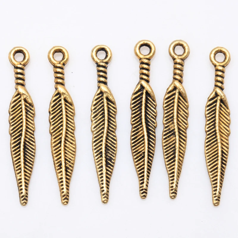 100 шт Ретро сплава Длинные острые подвески в виде листьев ювелирных изделий для