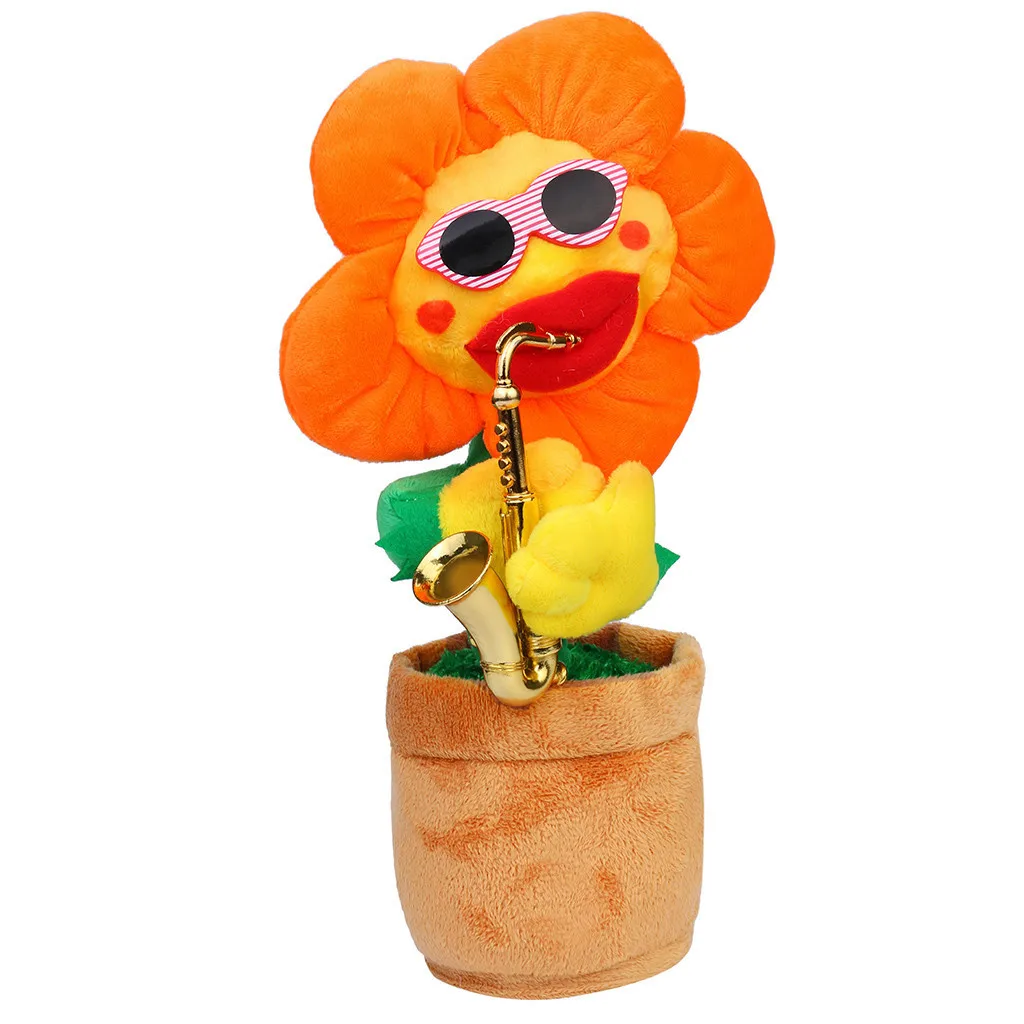 

120 Songs Singing And Dancing Flower Sunflowers Playing Saxophone Funny Gift Dancing Cactus Plush Music Kids Toys Montessori