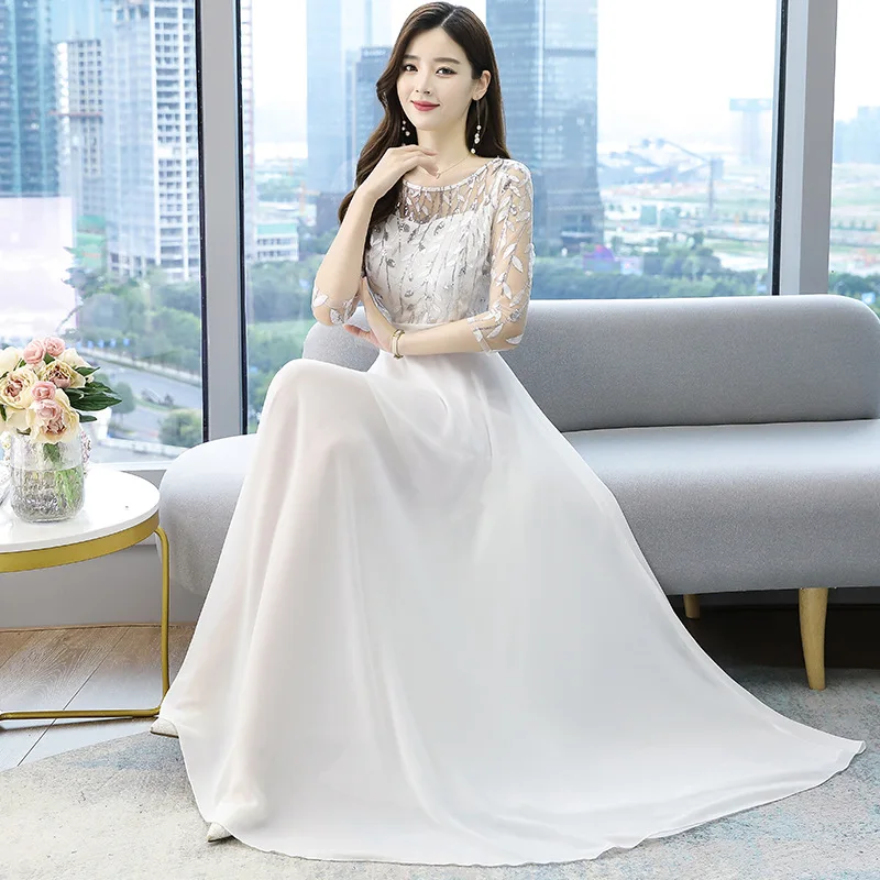 

2021 spring new red dress skirt femininity waist slim big swing skirt mesh embroidery stitching dress