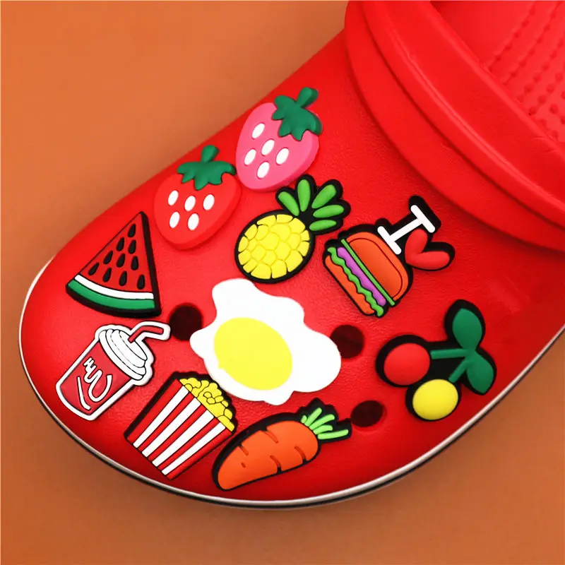 Single Sale 1pcs Food Series Shoe Charms Carrot Shoe Buckle Accessories Pineapple Shoe Decorations fit Croc JIBZ Kid's X-mas U36
