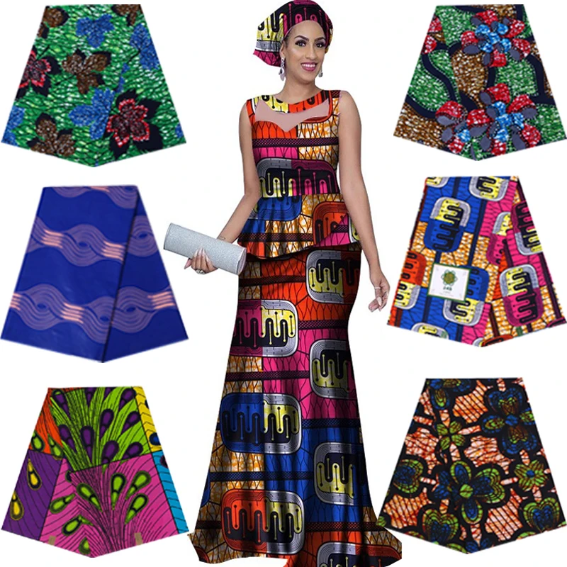 

100% Cotton Africa Ankara Wax Printing Fabric Sewing Loincloth For Designer Wedding Dress Patchwork Fashion African Tissu