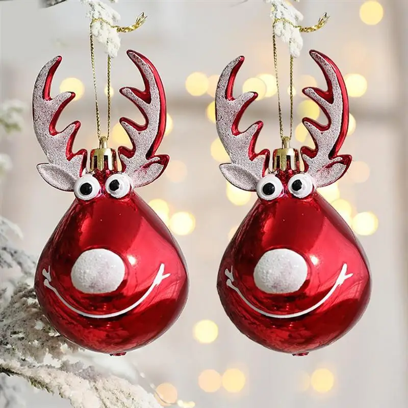 

2pcs Christmas Balls Decor Ornaments Bauble Pendant Elk Design Hanging Ball Mall Home Party Props For Xmas Tree Decorations 2022