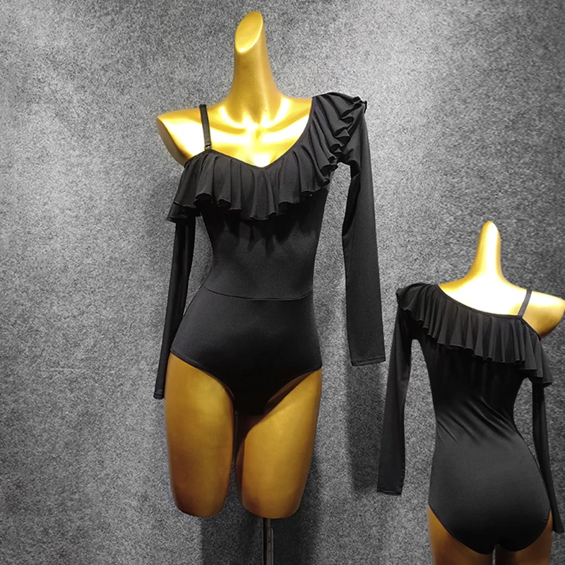 Новинка топы для латиноамериканских танцев с длинным рукавом танцевальное трико