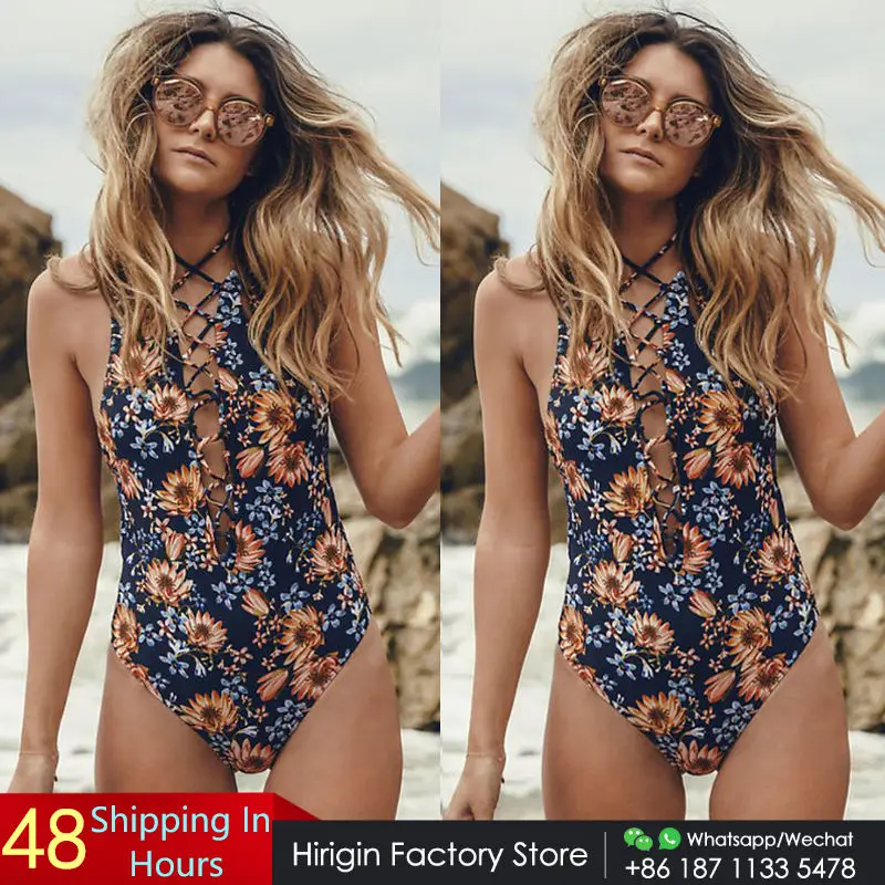 Сексуальный купальник Hirigin с высокой талией Женский цельный новинка 2019 цветочным