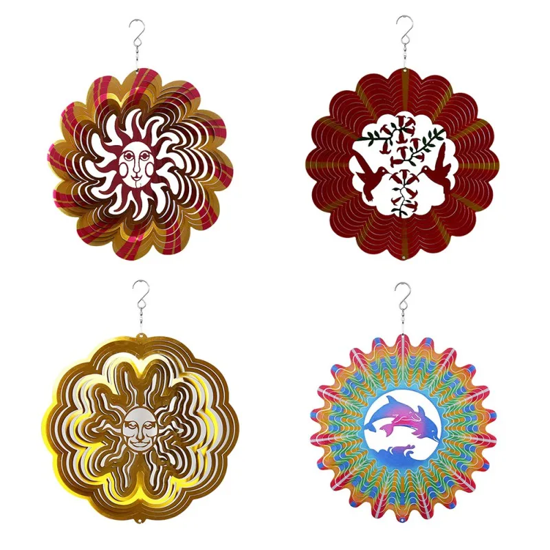 

Multi Color Wind Chimes 3D Stainless Steel Rotating Wind Spinner Outdoor Garden Yard Hanging Decoration