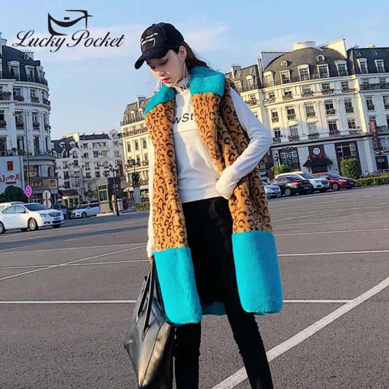 

High quality Fur Vest coat Luxury Faux Warm Women Coat Vests Winter Fashion Leopard Print furs Women's Jacket Gilet Veste ZY17