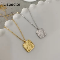 lispector 925 sterling silver korean square leaves pendant necklace for women relief ginkgo leaf chain necklace female jewelry