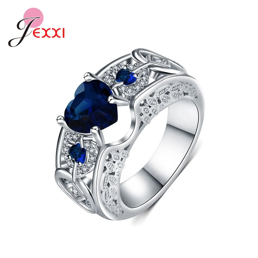 

High Quality 925 Sterling Silver Three Hearts Cubic Zirconia Paved Finger Rings For Women Girls Jewelry Gift