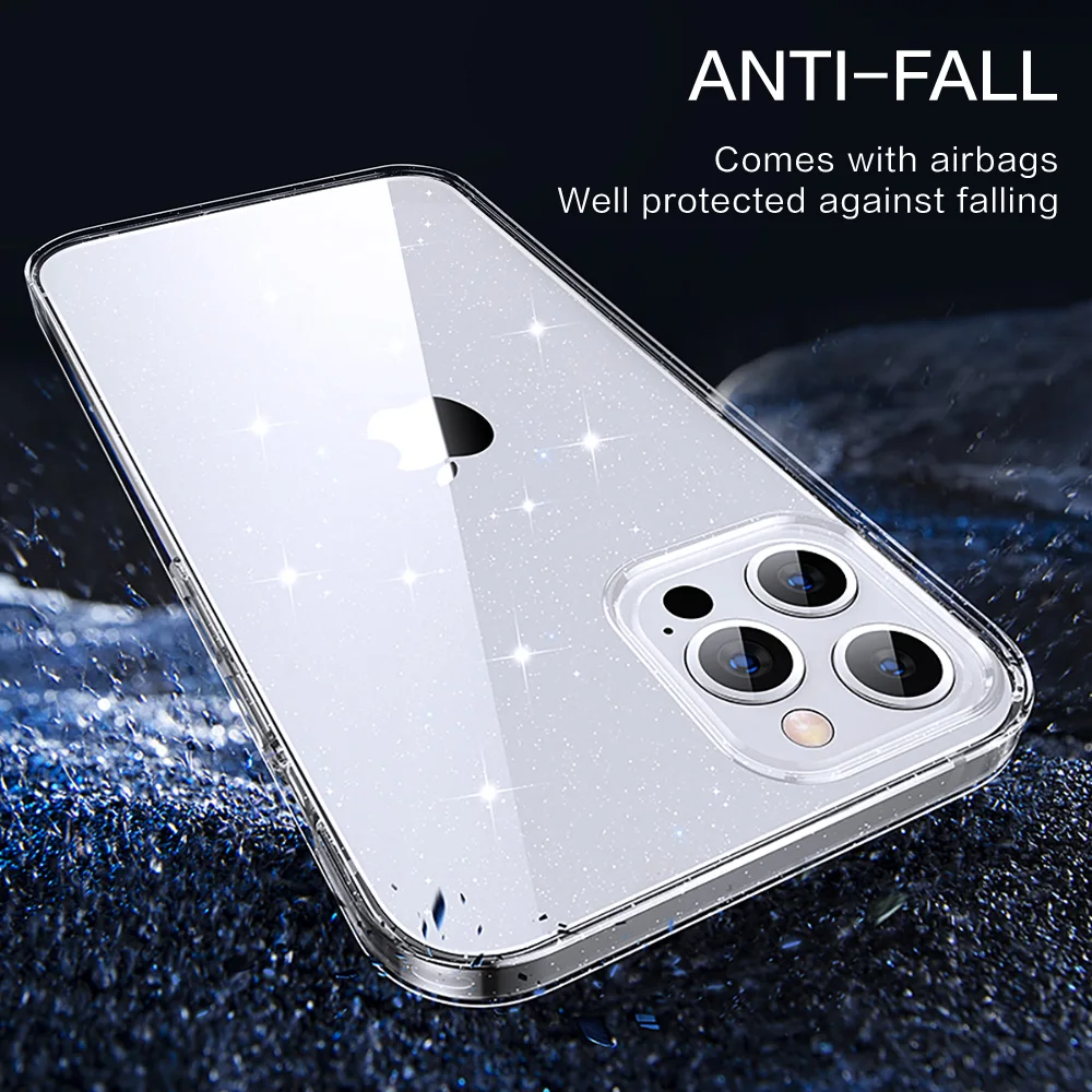 Блестящий чехол SmartDevil со звездным небом для телефона iPhone 12 Pro Max прозрачный задняя