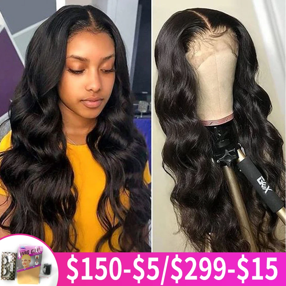 

40"HD Transparent Lace Wigs Pre Plucked Peruvian Hair Wigs Body Wave 13X4 Lace Front Human Hair Wigs For Women 180% 250% Density