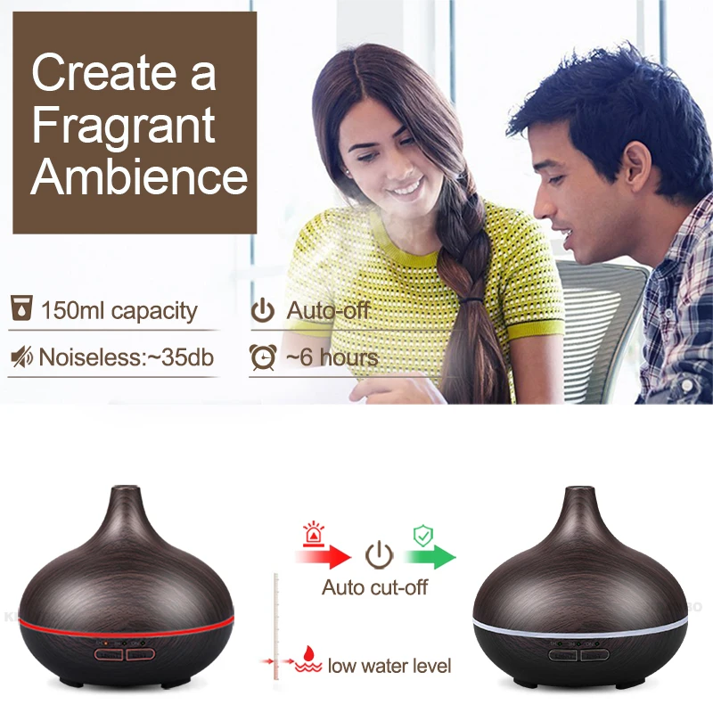 150 мл увлажнитель воздуха ароматом Эфирные масла диффузор текстура древесины