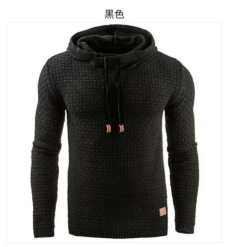 

2021 autumn and winter new European and American men's jacquard sweater long-sleeved hoodie warm color hooded sweatshirt jacket