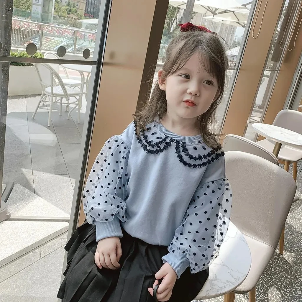 

Children's new baby kids girls sweaters baby autumn spring girls lace long sleeve sweaters fashion causal cotton tops P4 226