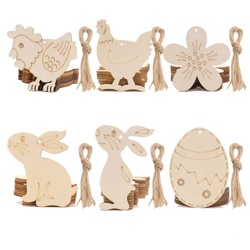 

Creative Easter Wooden Pendant Personalized DIY Simple Crafts Ornament for Home Living Room Hotel B88