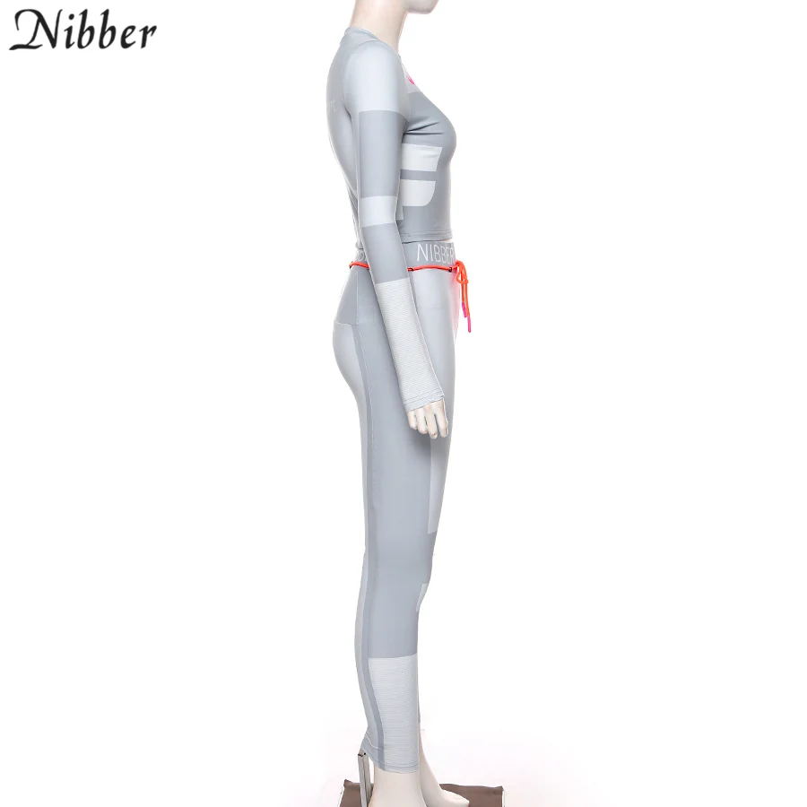 Nibber черная Лоскутная Спортивная одежда для отдыха, комплекты из 2 предметов, Женские Эластичные Обтягивающие Леггинсы с принтом, укороченные топы, спортивные костюмы для бега