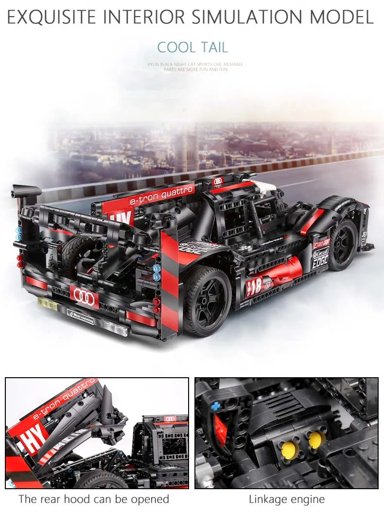 Yeshin Technic машинки черный R18 скоростной двигатель автомобиля набор RC сборки игрушечные модели автомобилей Детские Рождественские подарки строительные блоки кирпичи