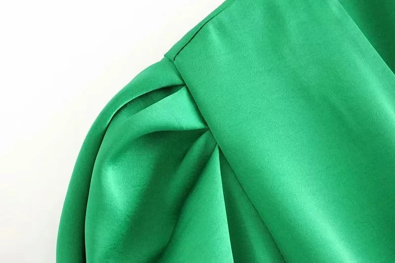 Английский стиль, блестящая шелковая блуза с v-образным вырезом, mujer de moda, кимоно, зеленая блузка для женщин, женские топы и блузки размера плюс