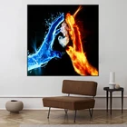 Абстрактная картина вода и пламя, холст, современные плакаты и принты, настенная живопись для гостиной, украшение для дома
