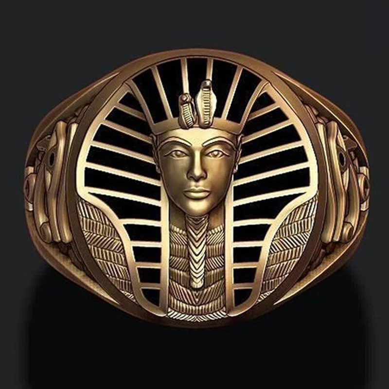 Винтажное бронзовое панк египетское кольцо Фараона Tutankhamun для мужчин хип-хоп