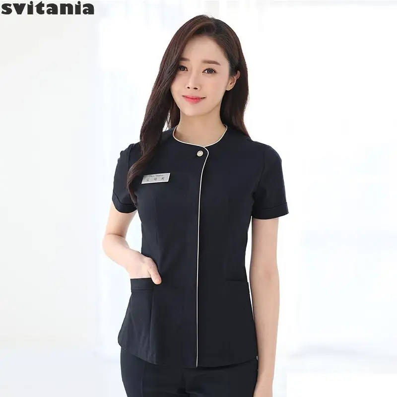 

Professional Dress Women 2020 New Female Beauty Salon Work Clothes Beautician Uniform Hotel Waiters Uniform Uniforme Massagista