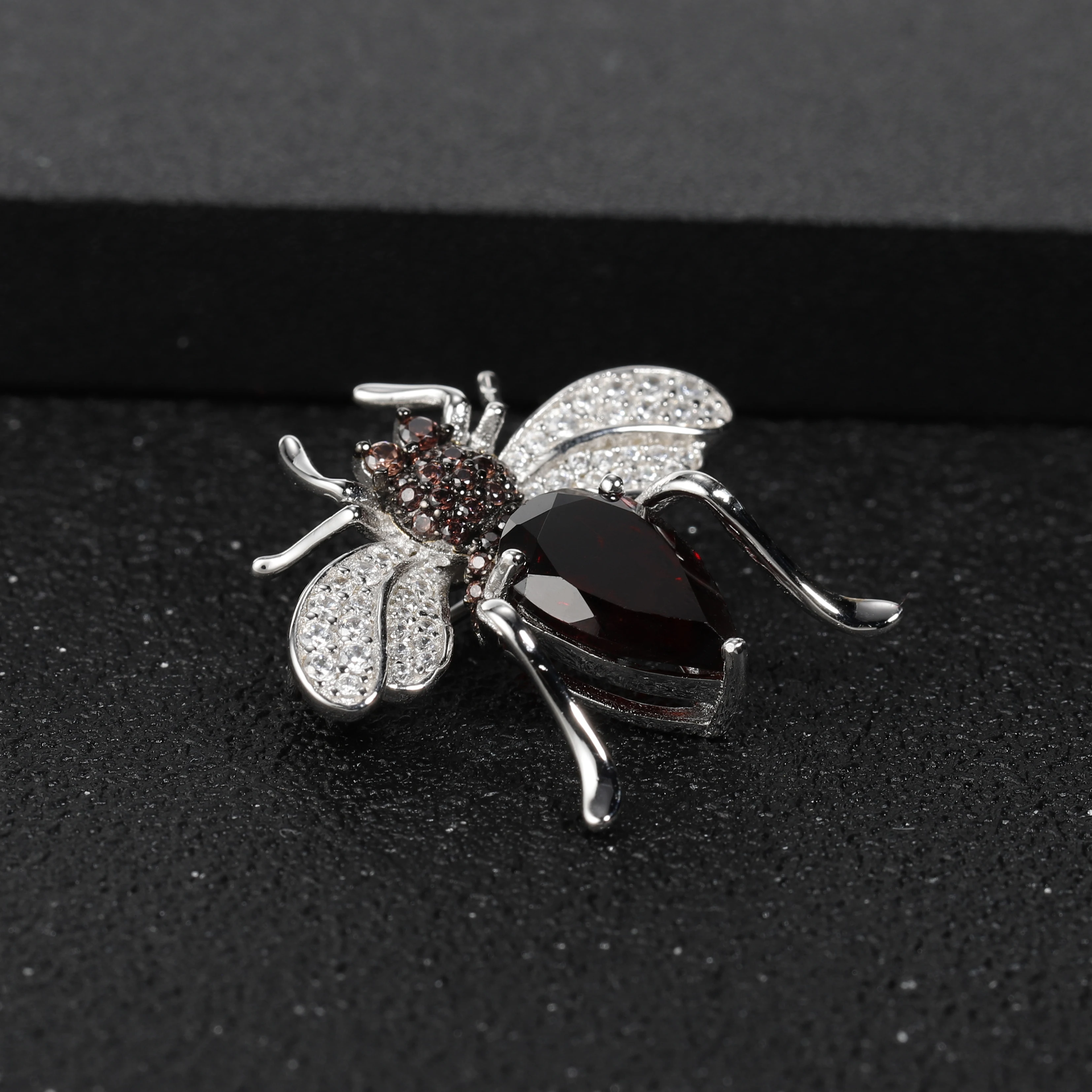 GEM'S BALLET 925 Sterling Sliver Cute Bee Brooches 3.1Ct Natural Red Garnet Gemstone Pin Brooch Jewelry For Women | Украшения и