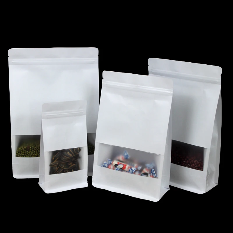 Белая Крафтовая бумага на молнии стоящая матовая окно органный пакет для