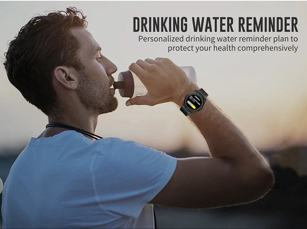 Kingwear KW01 умный Браслет 1,0 дюймов HD экран IP68 Водонепроницаемый Bluetooth 4,0 Smartwatch монитор сердечного ритма питьевой напоминание